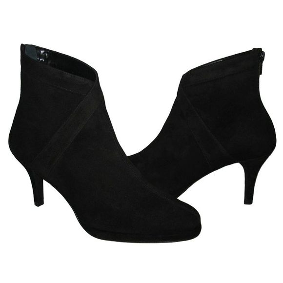 Women's Sarette Suede Heel Ankle Boots Bootie Black 8M - Picture 5 of 5